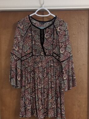 Paisley Velvet Trimmed Boho Minidress